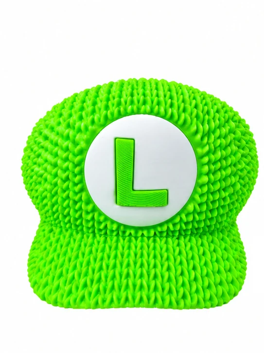 Knitted Green Cap Figure, Luigi Style